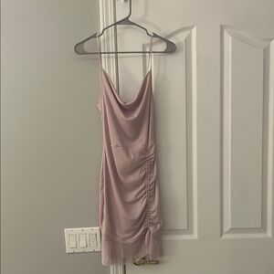 PrettyLittleThing Pink Ruched Mini Slip Dress